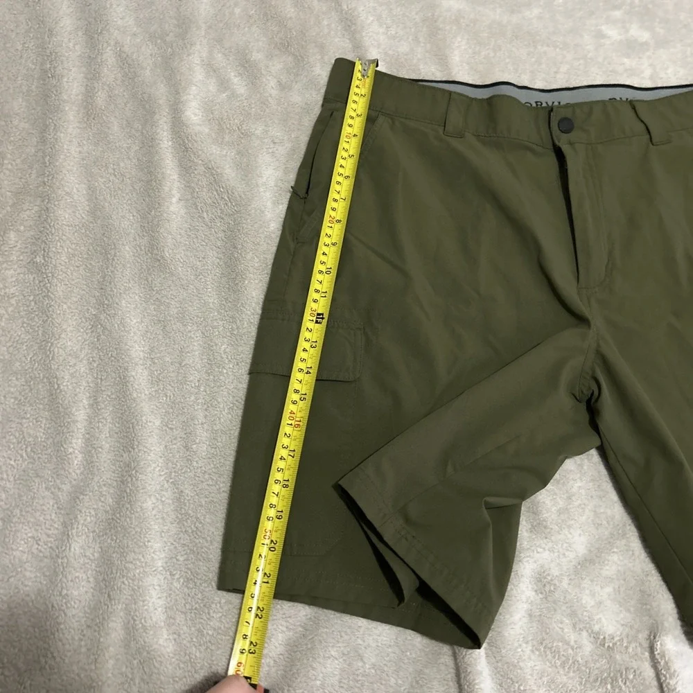 Orvis Stretch Cargo Shorts Mens 38 Olive Army Green Wicking Performance Hiking